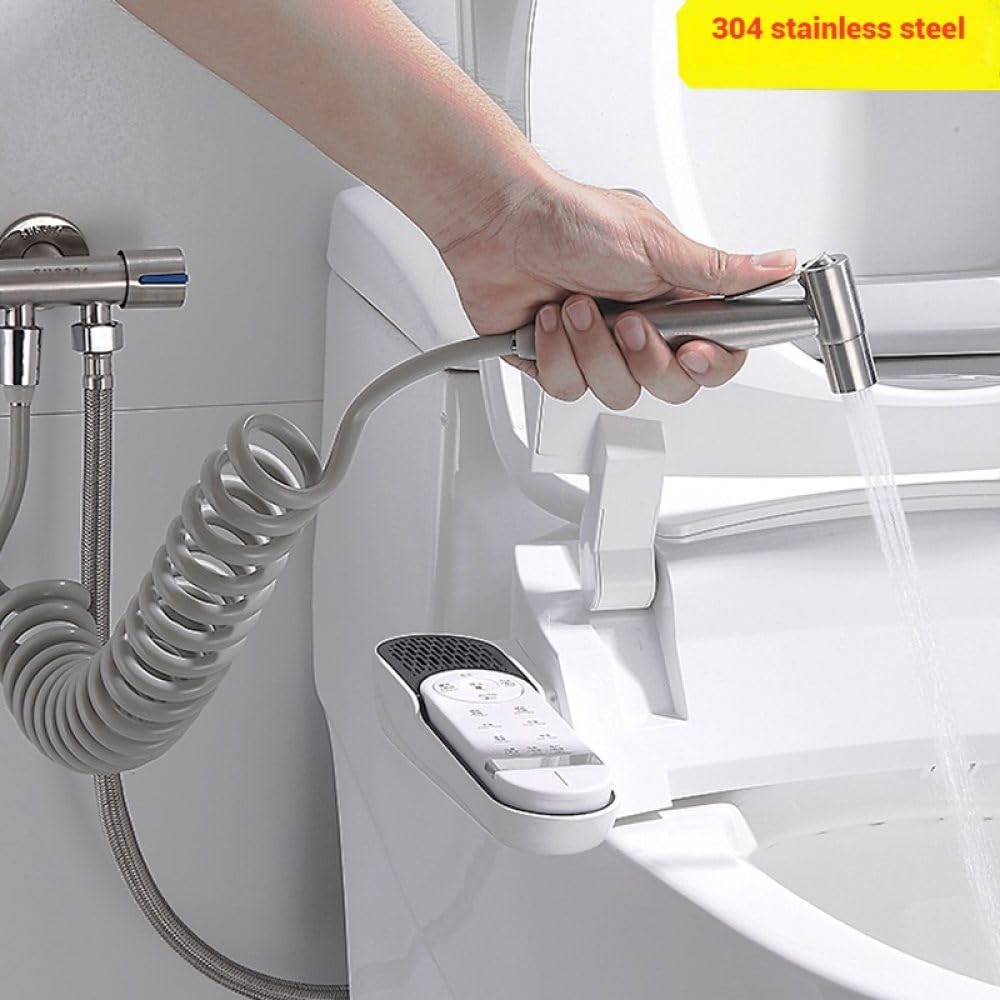 304 inless - Set di spruzzatore per bidet portatile, in acciaio, 4 in 1, con ugello autopulente e doccetta portatile ad alta pressione, rubinetto per bidet