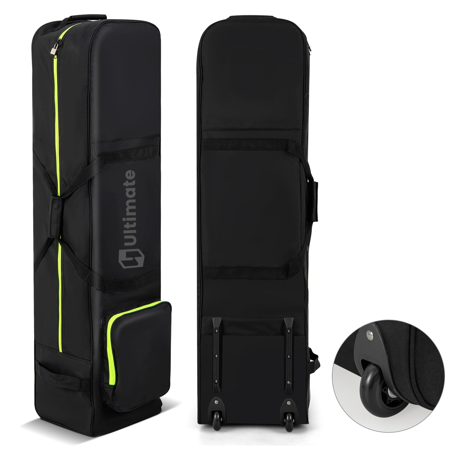 LIFEZEAL Borsa da Viaggio per Golf con Ruote Silenziose, Custodia Golf da viaggio con Manico Ergonomico, Finestra Identificativa, Ampio Scomparto, Copertura Pieghevole per Mazze da Golf, Nero