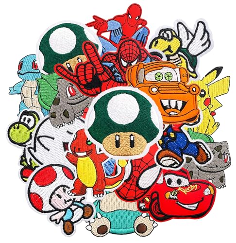 18 Pieces Anime Patches Embroidered Applique Patches Sew on Iron on Patches Fabric Repair Patch for Kids Adult Clothes Jeans Jackets Hats Shoes Backpacks