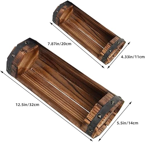 Miniatura 2 de DOITOOL Macetas rústicas de medio barril, paquete de 2 macetas de madera, macetas de madera para exteriores, macetas de madera para jardín, patio,
