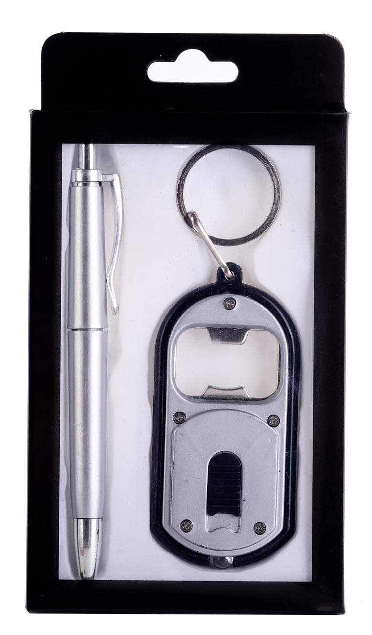 DISOK Set Regalo: Penna + Portachiavi Torcia In Scatola Di Legno, Dettagli Per Matrimonio, Blu - 3