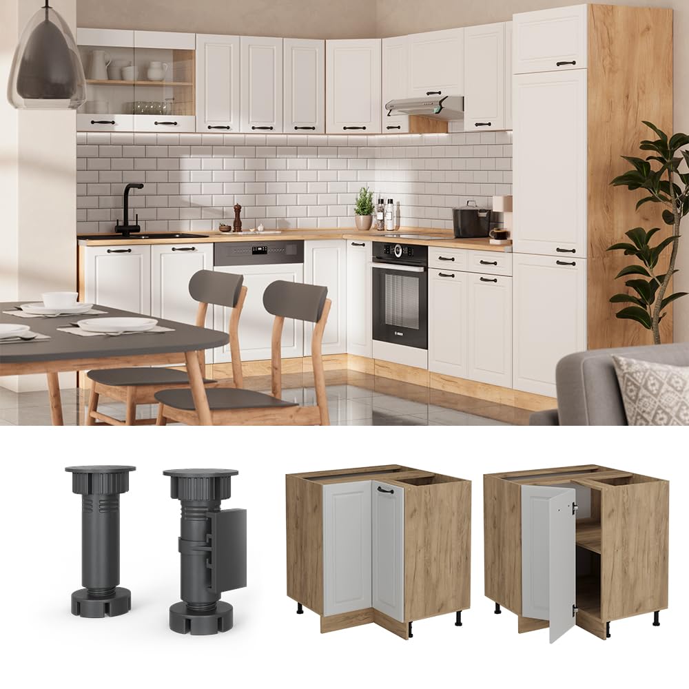 Vicco Eckunterschrank R-Line, Weiß Landhaus, 75.6 cm ohne Arbeitsplatte, zur freien Kombination innerhalb modularer Küchensysteme