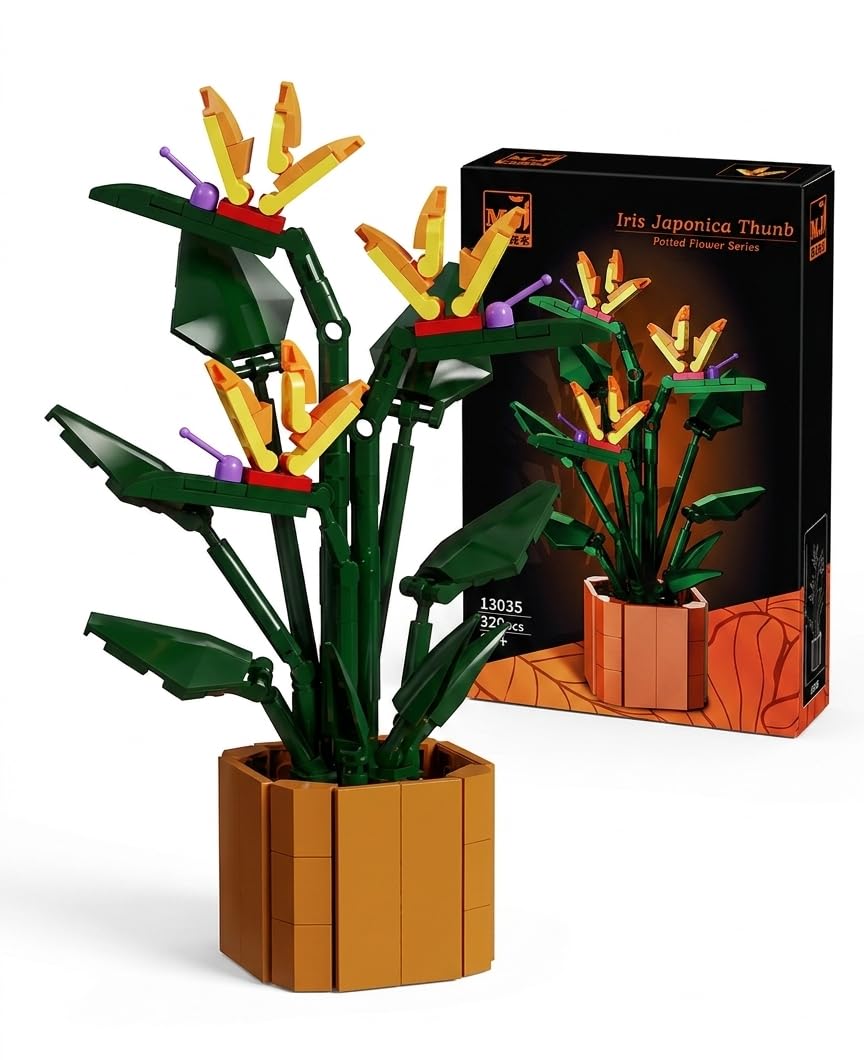 QBLO Iris Japonica Thunb Potted Flower Botanical Building Block Set, 320 Pc | Potted Plant Series, 12x3x18 cm, Ages 8+, Home Decor Display, 320 Pieces-picture-24