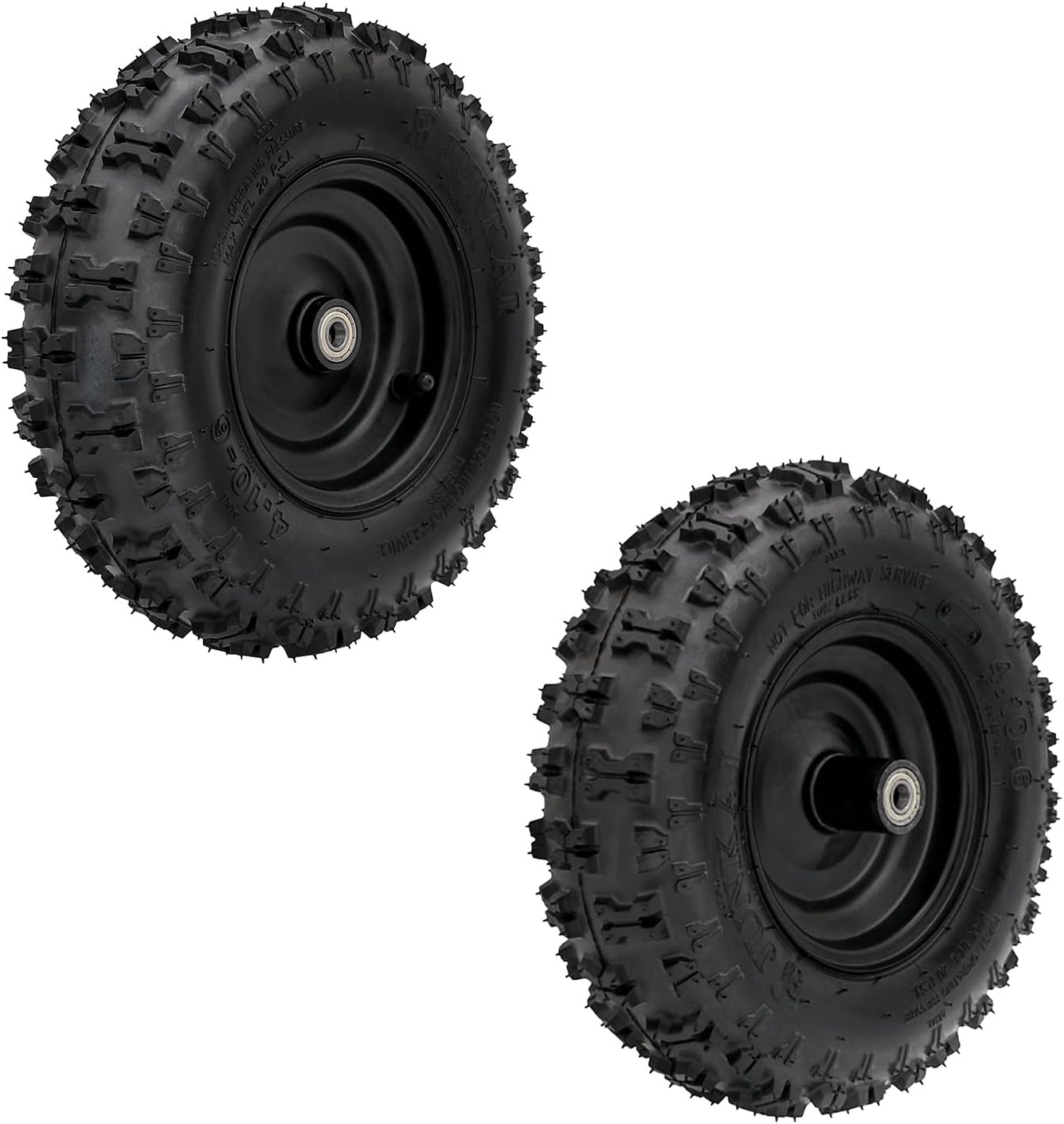 Pair 4.10-6 Go Kart ATV Tubeless Tire with Rim and 6001ZZ Bearings | Front Tires Rims for Scooter Quad Bikes 4 Wheelers