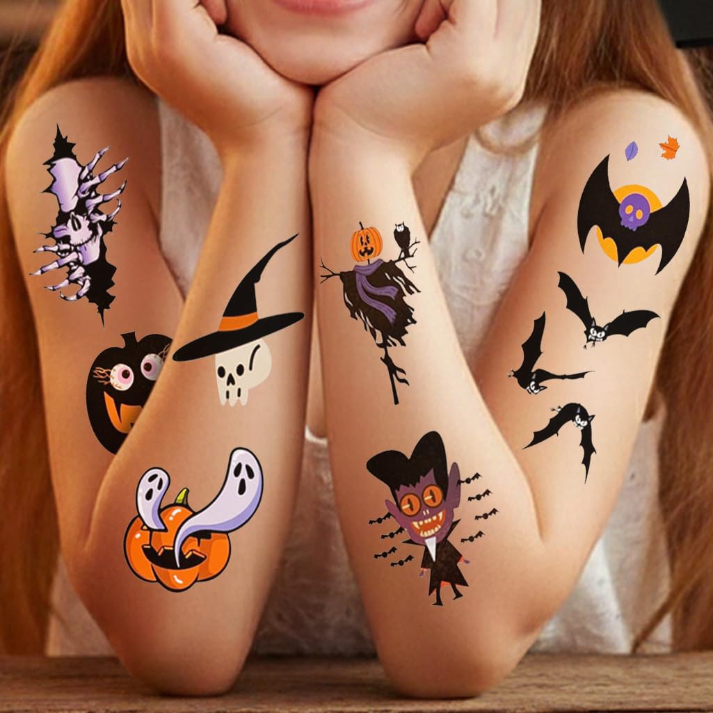 Halloween Temporary Tattoos for Kids, 30 Individual Sheets