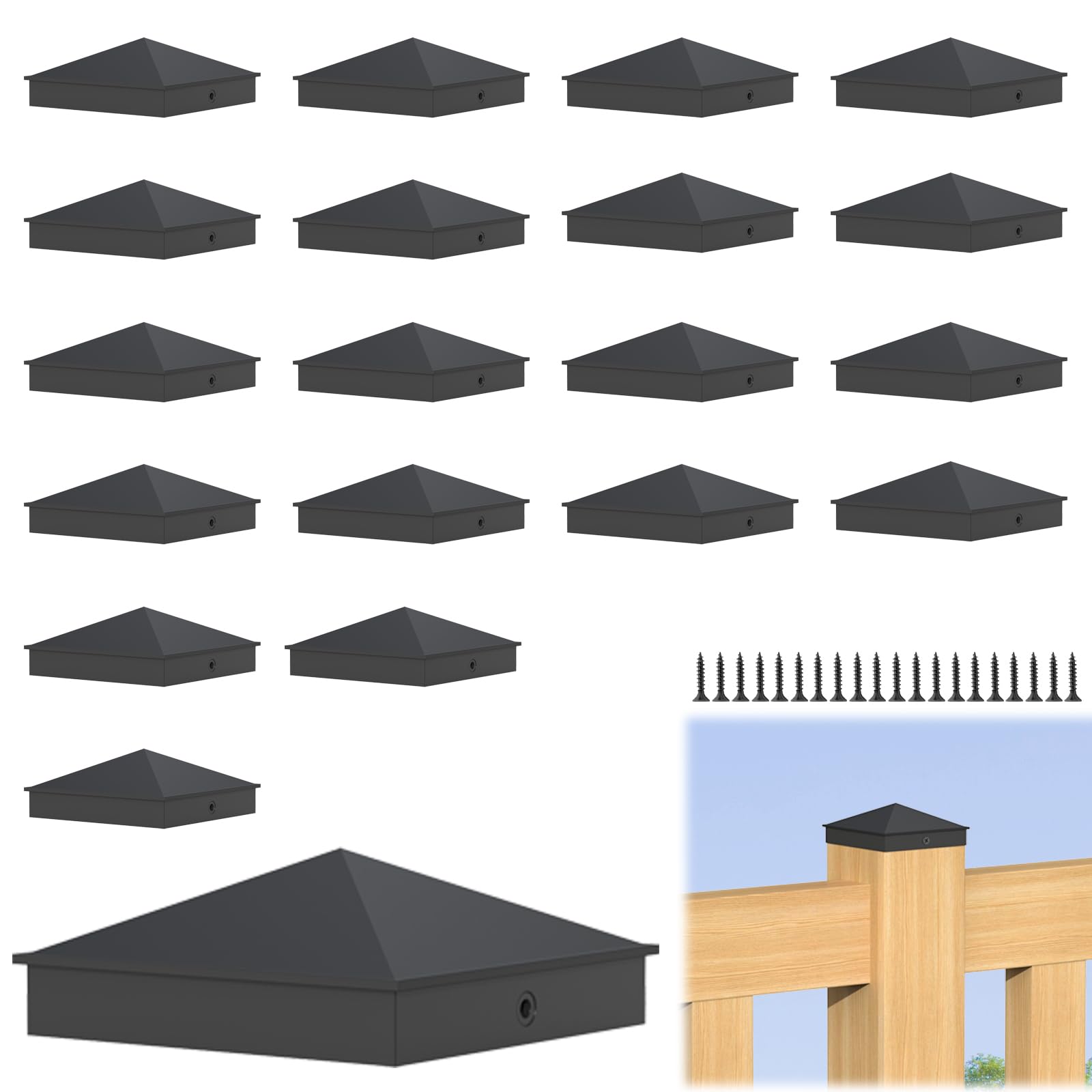 Snapklik.com : XIHUWZ 4x4 Fence Post Caps, 20 Pack Aluminum Pyramid
