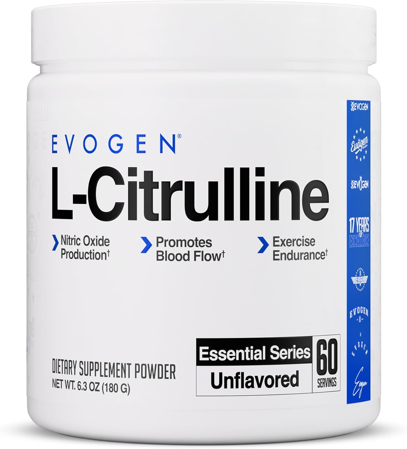 Evogen L-Citrulline Powder - Nitric Oxide Booster | Nitric Oxide Production, Promotes Blood Flow & Endurance | 60 Servings