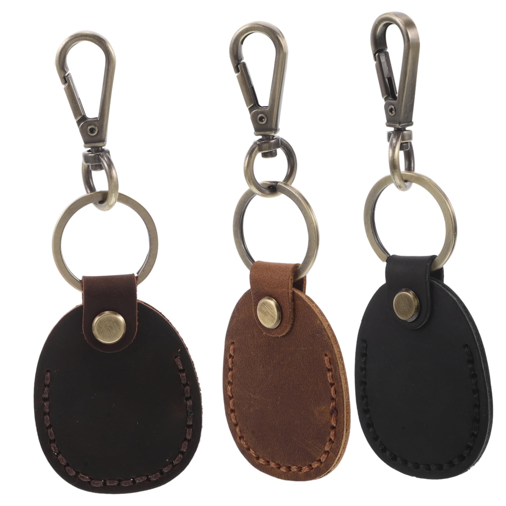 Milisten Handmade Leather Access Card and Keychain Holder Tag Case for Key Mini Card Storage Women's Pouch