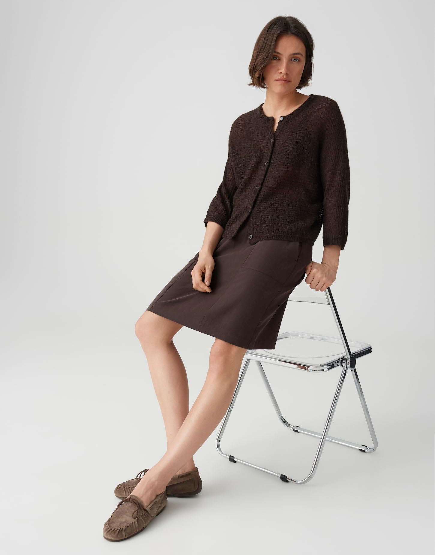 OPUS Damen Minirock | Fließender Pencilskirt mit Cargotaschen