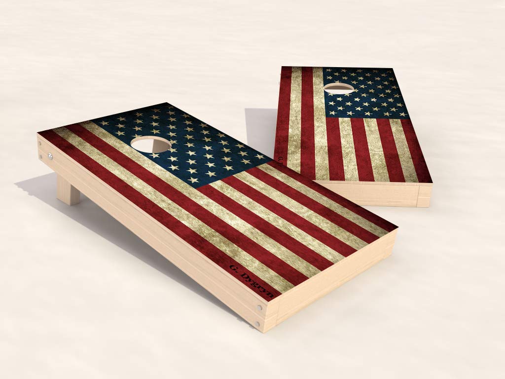 Official Cornhole Set 90 x 60 cm - Red Zone - 2 Cornhole Boards - 2 x 4 Cornhole Bags - Carrying Bag Included - MDF - Premium Quality (American Flag)