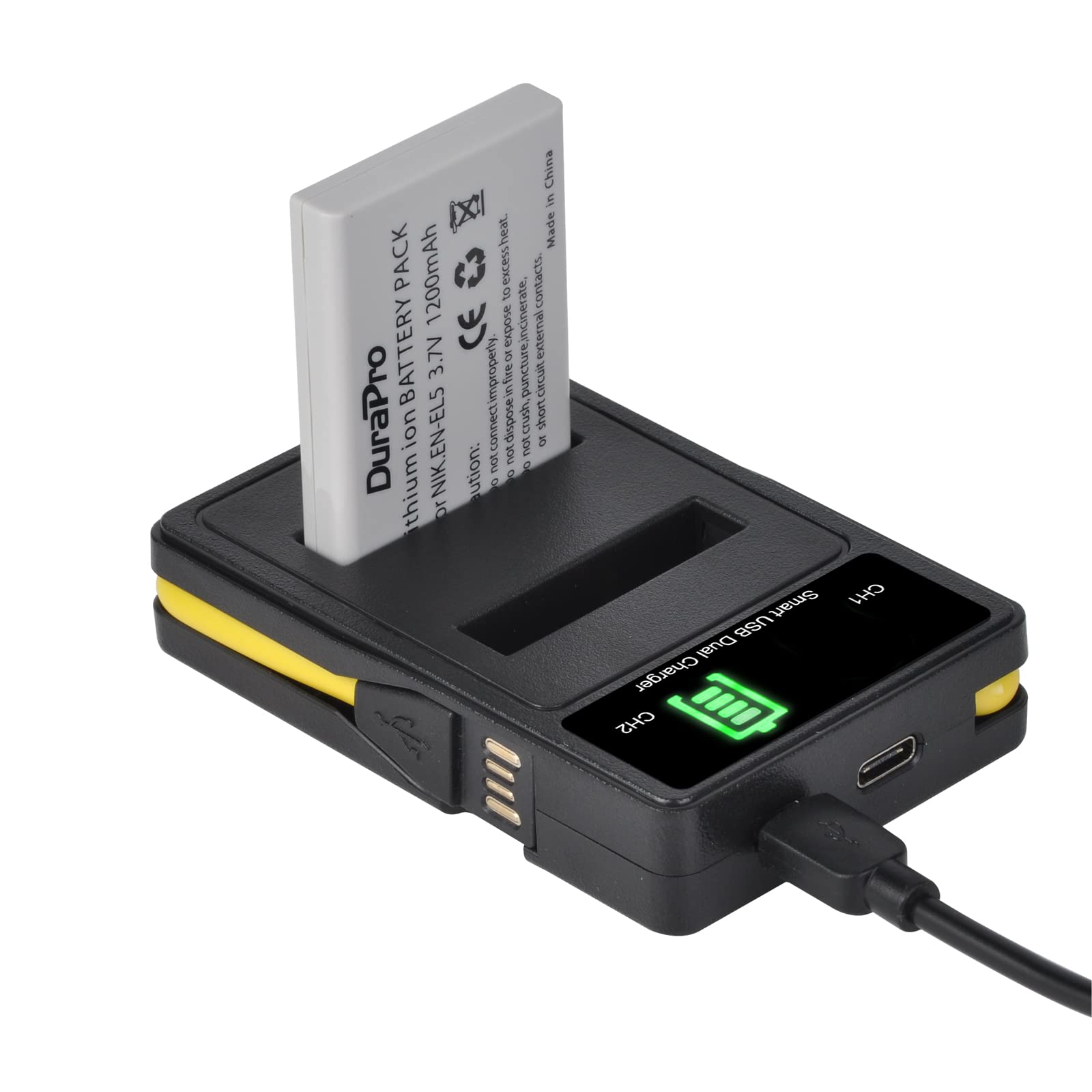 2X en-EL5 Battery Batterie + LED Dual Built-in USB Charger with Type C Port Compatible avec Nikon Coolpix P90 P80 P100 P500 P510 P520 P530 P5000 P5100 P6000 5900 7900 Coolpix S10 Caméra