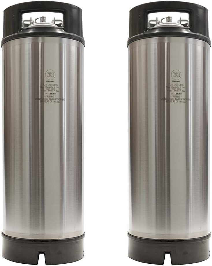 Two Pack of New AEB 5 Gallon Ball Lock Kegs - Dual Rubber Handles