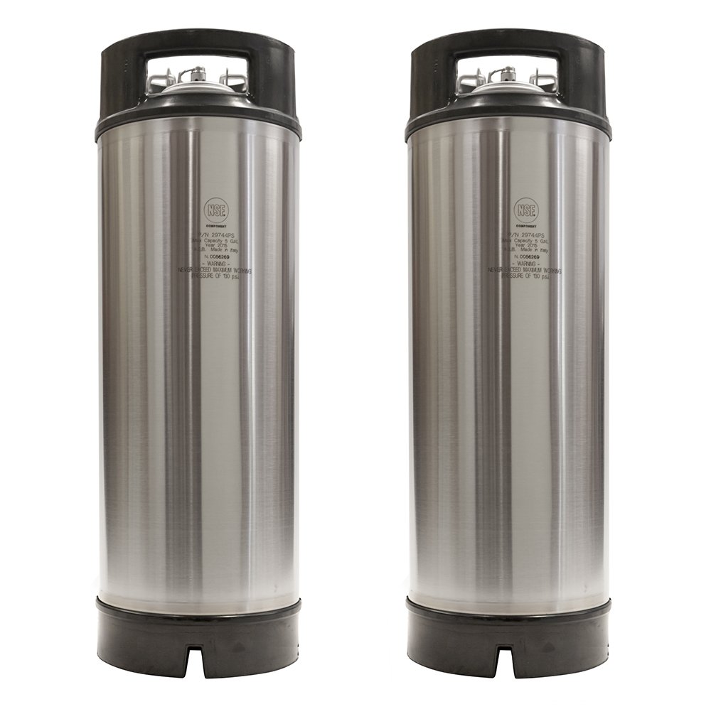 Two Pack of New AEB 5 Gallon Ball Lock Kegs - Dual Rubber Handles
