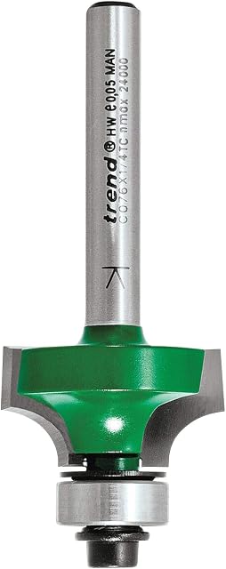 Trend Craft C076X1/4TC Pro 1/4in shank bearing guided round over router cutter - 1/4in radius Two Flute Carbide tips.