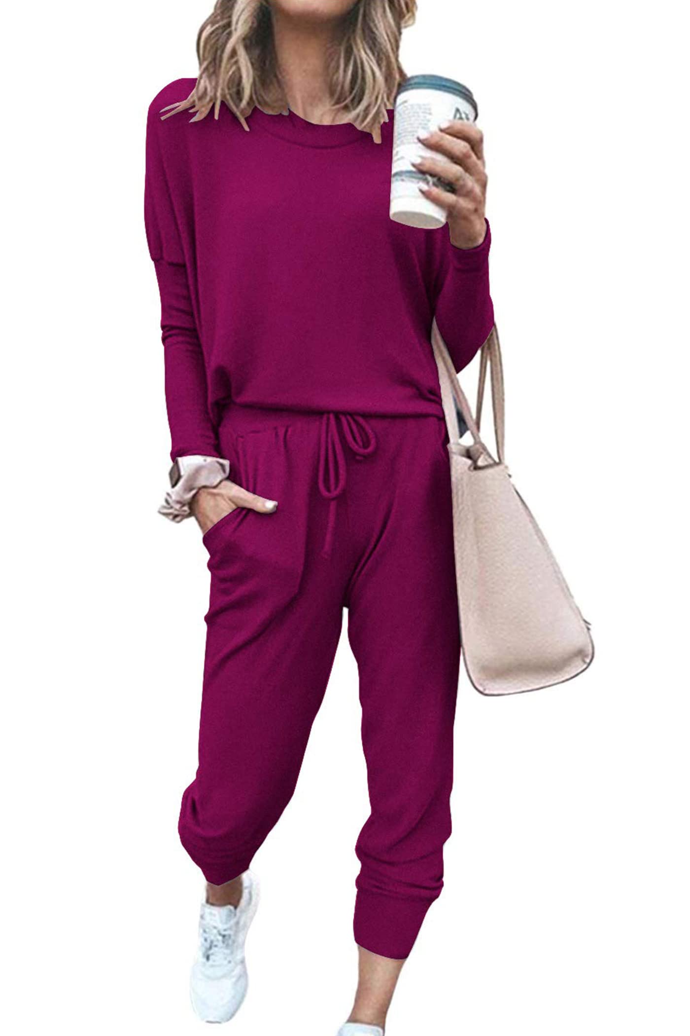PRETTYGARDEN Travel Outfit Women 2 Piece Lounge Sets | Long Sleeve Shirts, Jogger Pants Pockets, Matching Track Suits, Fall Spring Comfy Clothes for Casual Outing, Cruise, Airport
