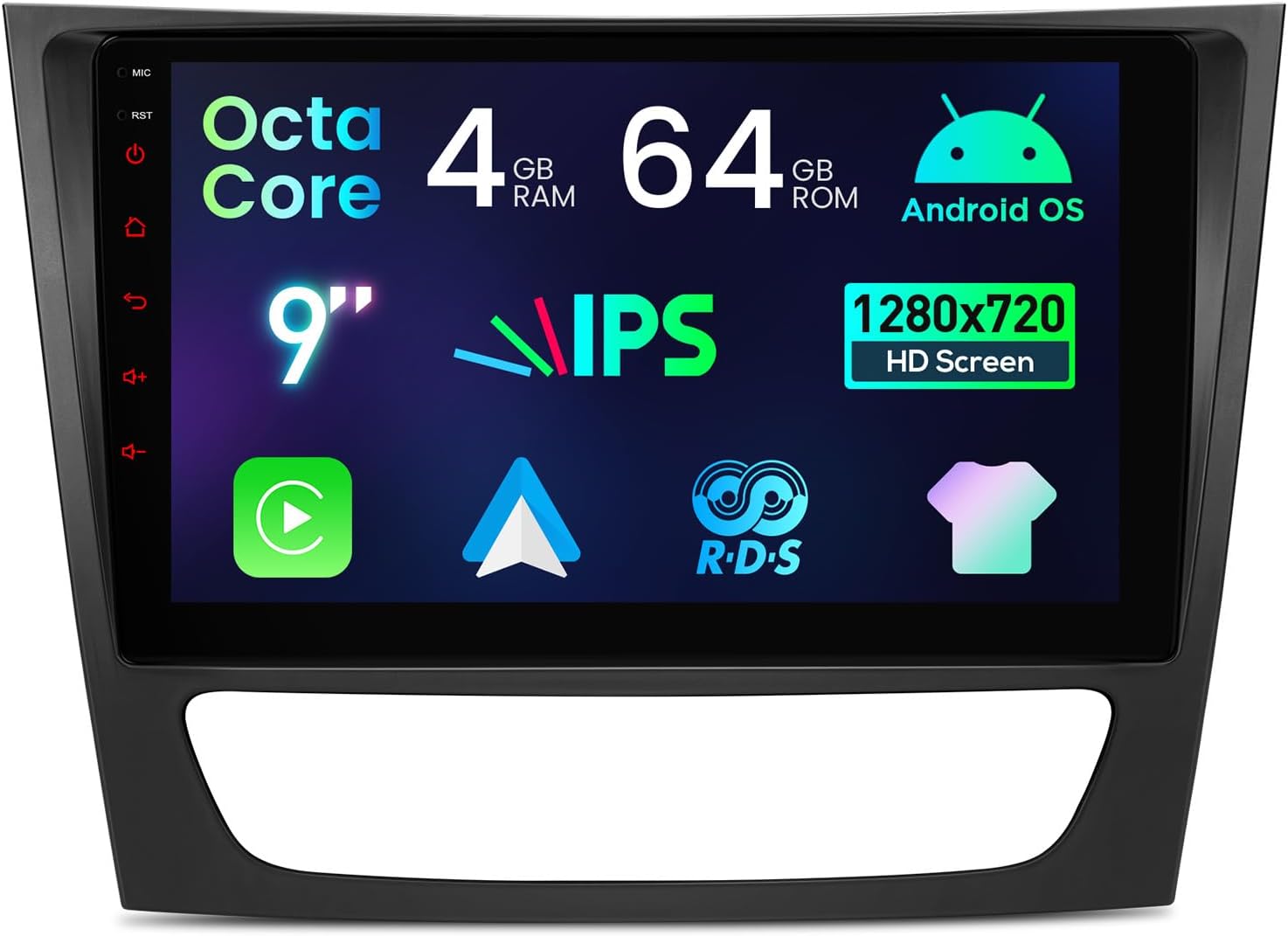 XTRONS Android 14 Car Stereo for Mercedes Benz E Class W211 W219, 9 Inch IPS Touch Screen Octa Core Car Radio GPS Navigation Bluetooth Built-in DSP Head Unit Wireless CarPlay Android Auto (4+64GB)