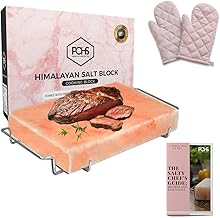 POHS 2 INCHES THICK Himalayan Salt Block For Grilling, Searing, Cooking, BBQ, Himalayan Salt Slab with Premium Quality Stainless Steel Holder 12x8x2 Inches