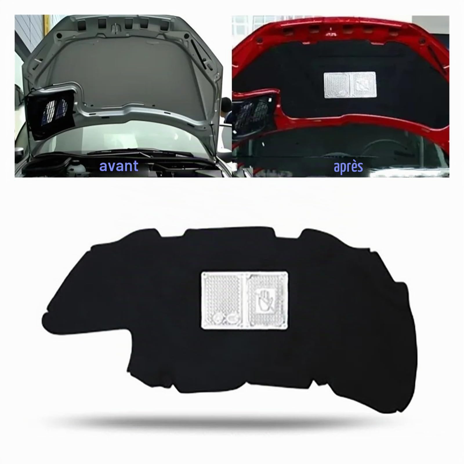 Tapis D'isolation Coton Insonorisant Pour Capot Avant Voiture Pour Peugeot 206 (2003-2013)