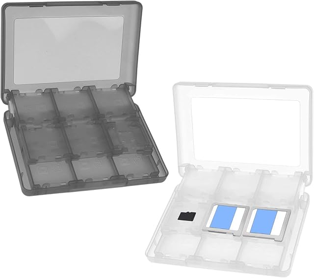 CAMKIX 2x Game Case Compatible for Nintendo 3DS Games - Fits up to 44 Games, 4 SD Cards, 4 Micro SD/TF Cards and 4 Stylus Pens - Protective Storage System - Game Card Organizer - Black and White