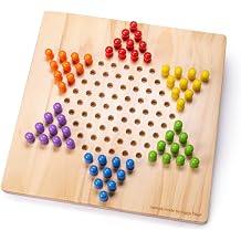 Bigjigs Toys Chinese Chequers, Wooden Traditional Board Game | Traditional Strategy Board Game for Kids & Adults, Age 3+