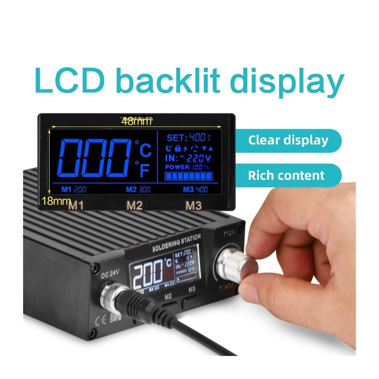 Stazione saldante Stazione Di Saldatura T12 74W Riscaldamento Rapido Display Digitale LCD Temperatura Del Saldatore Elettrico Regolabile Con Punta Sicurezza con grande valore