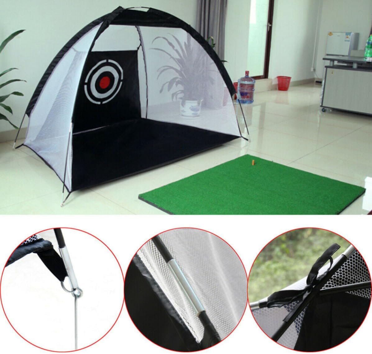 FUOYLOO Portable Golf Practice Net with Nylon and Oxford Cloth Material, Easy Assembly for Outdoor and Backyard Use, Includes Carry Bag for Beginners and Lovers Training