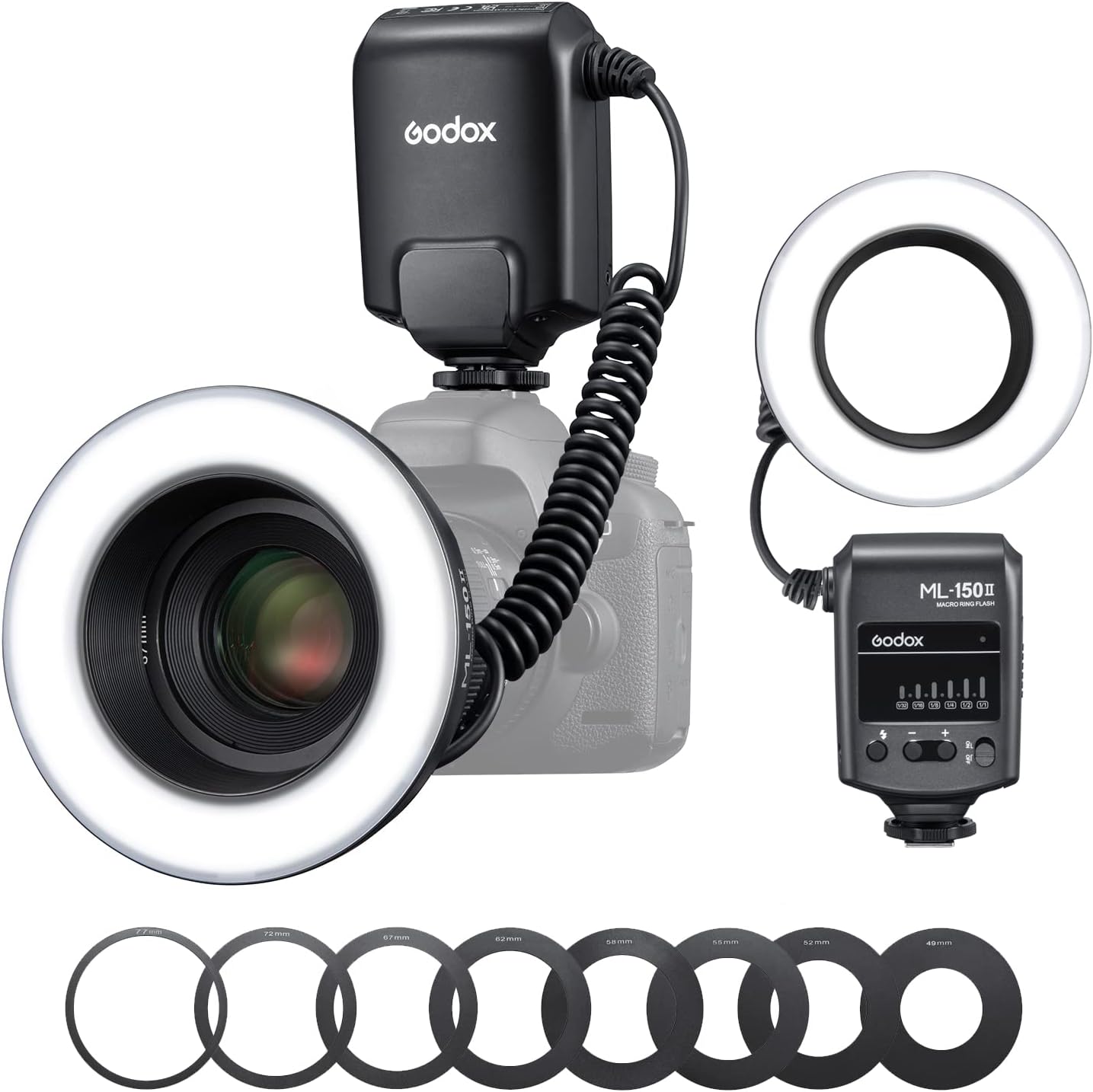 Godox ML150II portatile LED Macro Ring Flash Set di luci flash ad