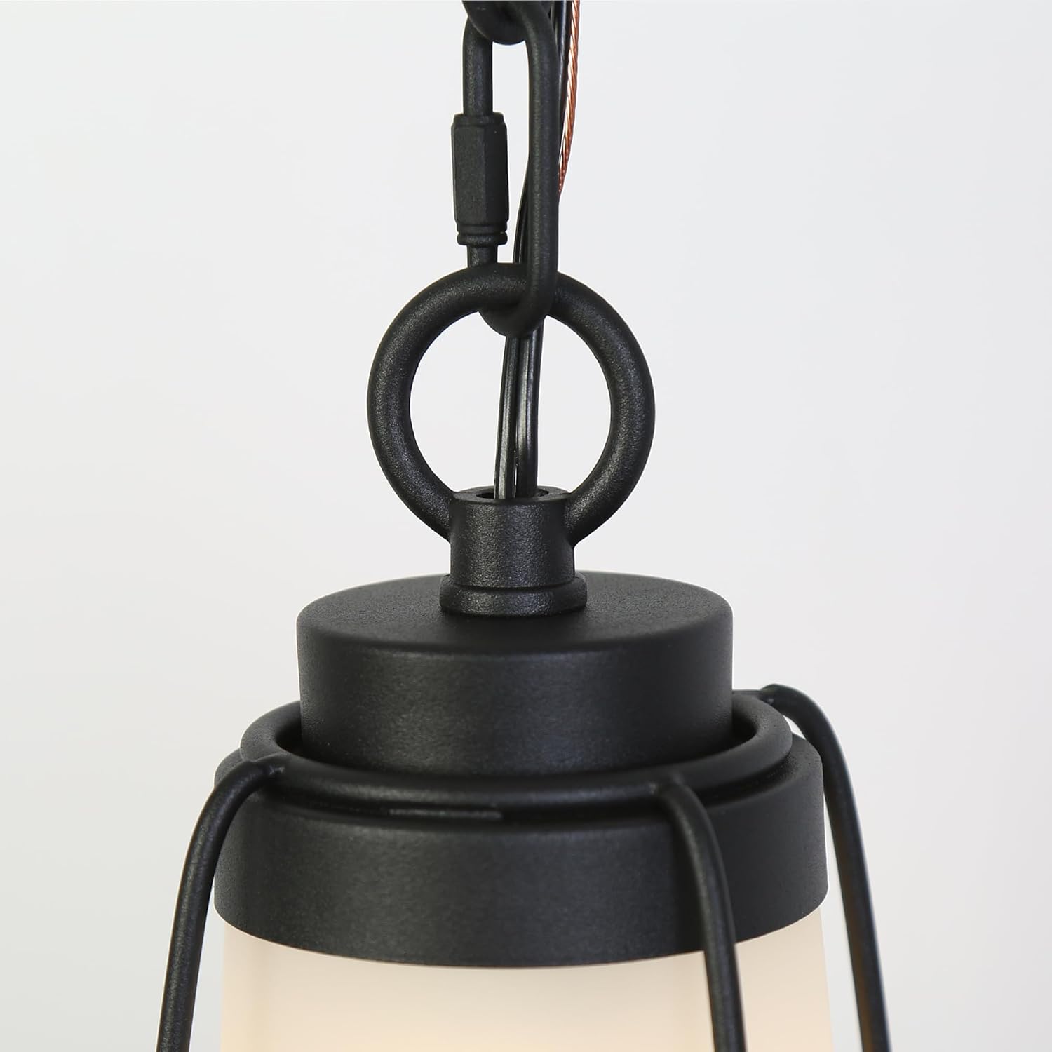 Outdoor Pendant Lights, Black Exterior Hanging Pendant Light with Frosted Glass Farmhouse Anti-Rust Outdoor Porch Lights for Entryway, Doorway, Garden