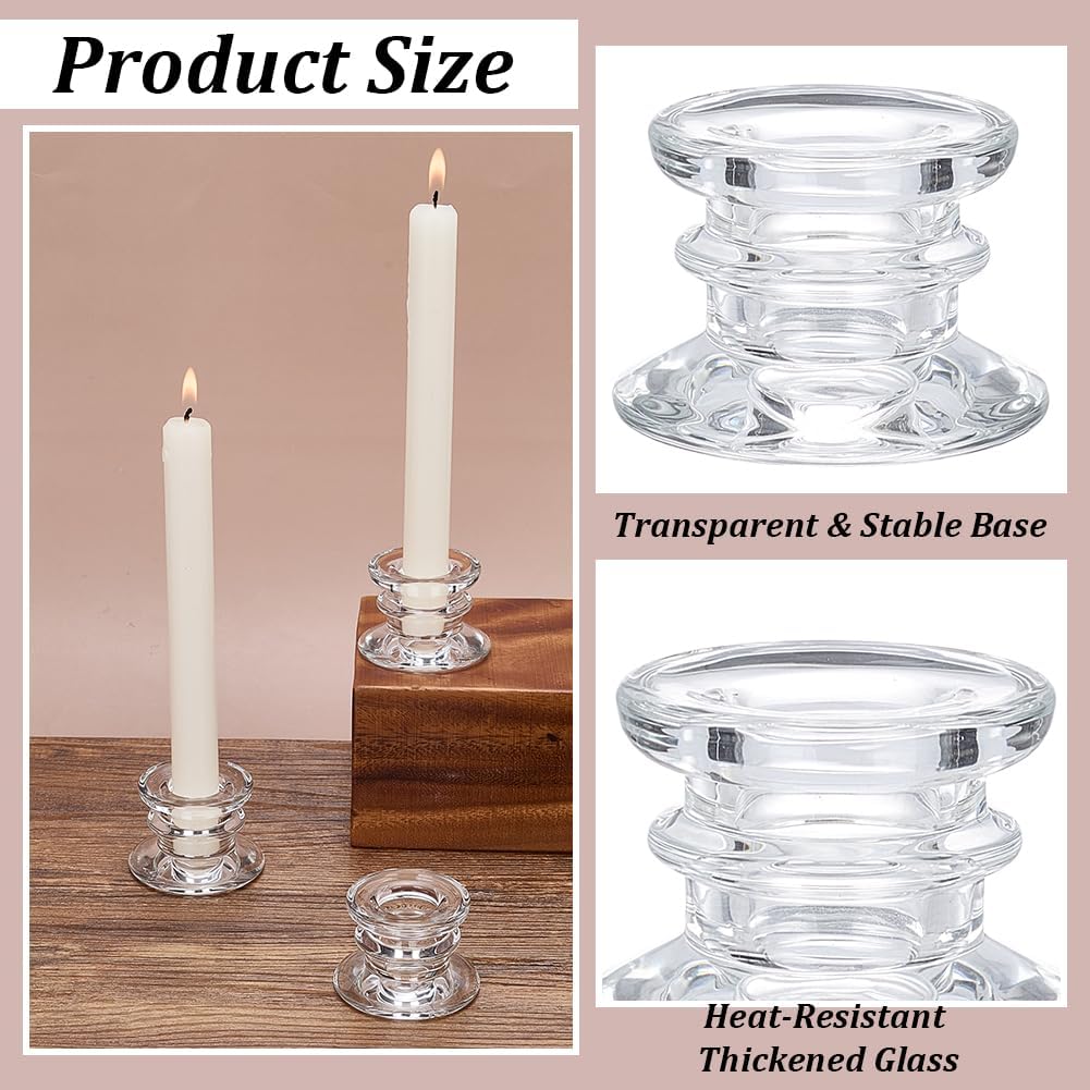 24Pcs Glass Candlestick Holders, Clear Glass Window Candle Holders for Dining Room Decor, Bulk Modern Small Candle Stick Candle Holder Short for Centerpiece Wedding Table Dinner Party Decor