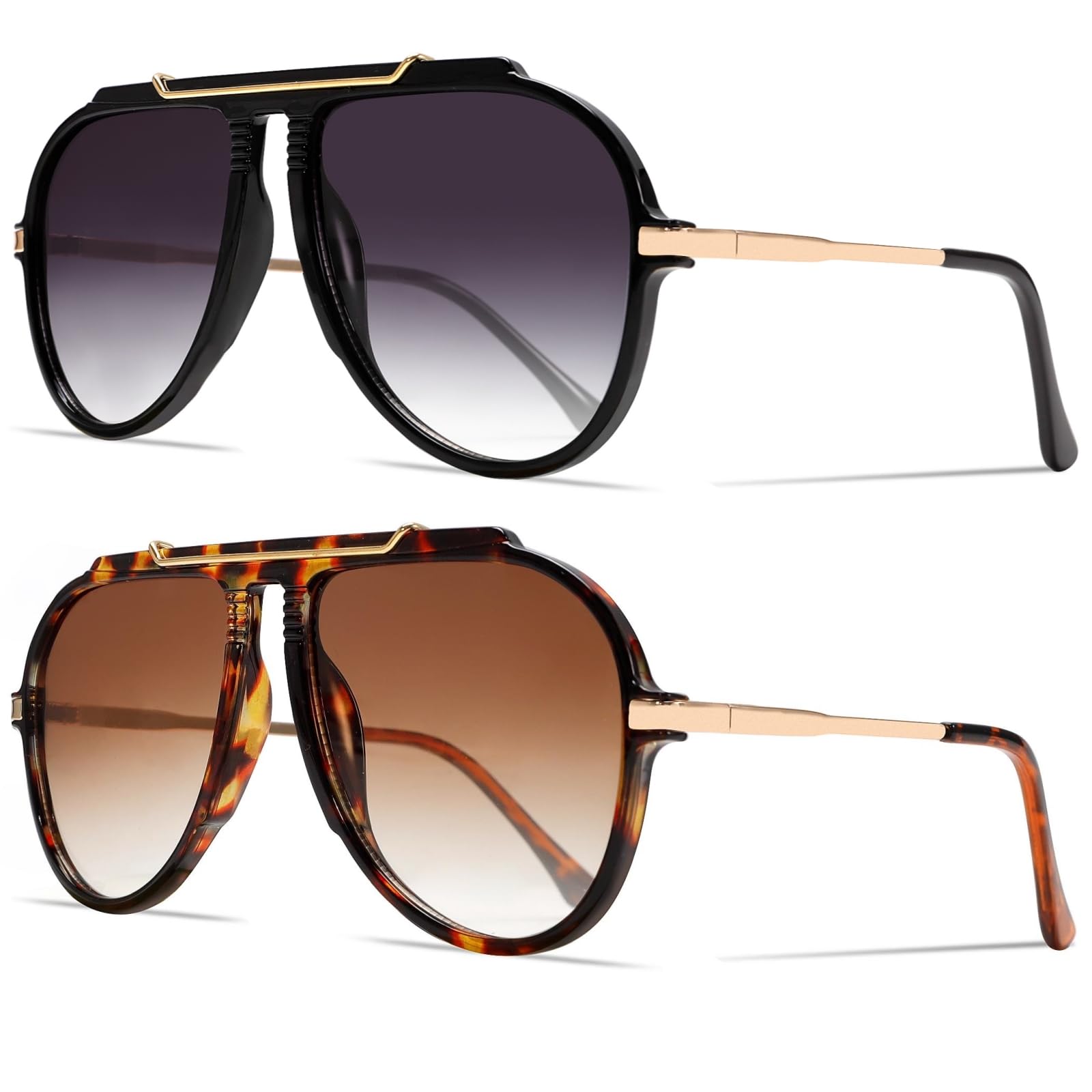 GUVIVI Oversized Aviator Sunglasses for Women Men 2026 70s Retro Gold