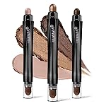 LUXAZA 3Pcs Eyeshadow Stick Set, Matte And Shimmer Creamy Eyeshadow Pencil, Brown Gold Nude Shadow Stick Set, Waterproof Long Lasting Smoky Eye Makeup