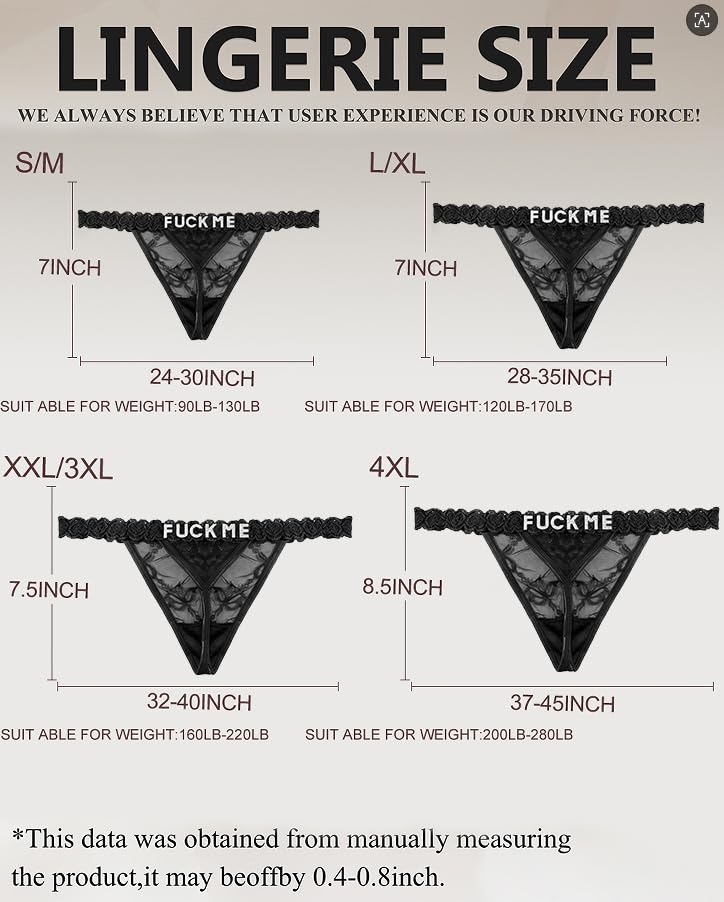 Image of Sexy Underwear for Women Lace Panties Sexy Thong with Funny Rhinestone Letters for Couple Gifts