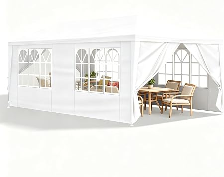 Party Tent, Outdoor Tents for Parties, Graduation, Wedding Birthday Tents Patio Gazebo Outdoor Carport Canopy Shade with Removable Sidewalls & Transparent Windows 20x10/6 Sidewalls