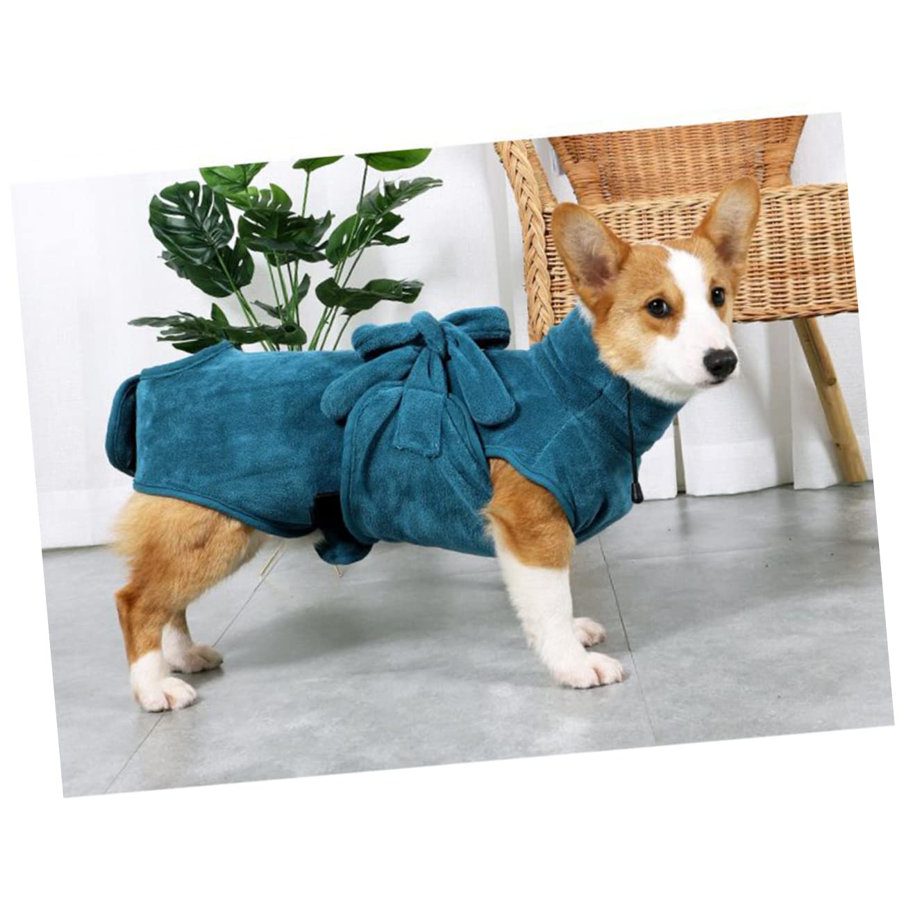 Hundebademantel Grün Schnelltrocknend aus Nylon Polyester für Hunde | Taillengürtel, Verstellbare Passform für Welpen und Ausgewachsene Tiere, Leicht zu Reinigen