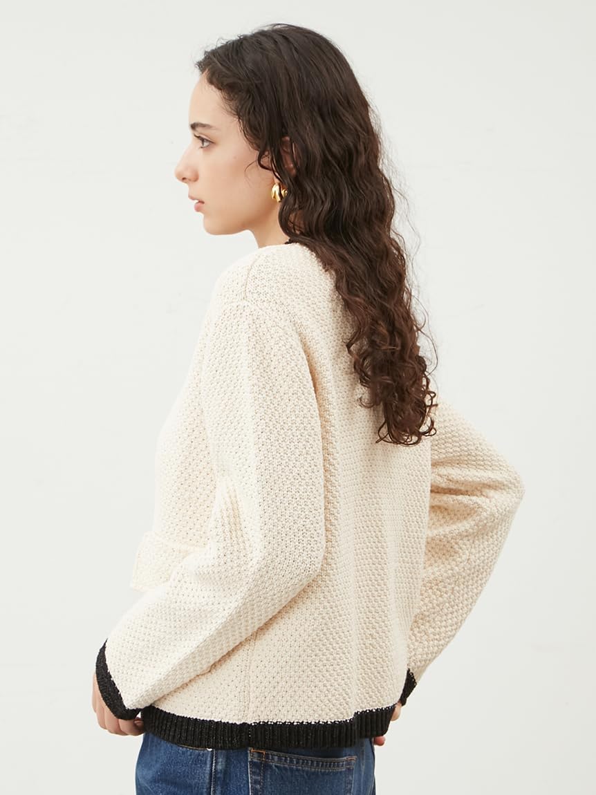 Amazon | [ミラオーウェン] フラップポケット付金釦ニットカーデ