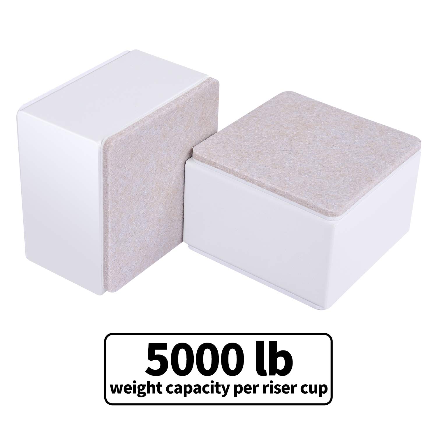 Ezprotekt 2" Lift Furniture Risers Carbon Steel Bed Risers, 3.15" Self