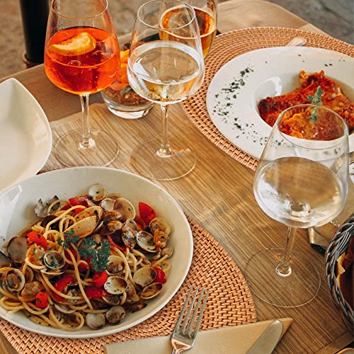 Fiyammy Rattan Placemats Set Of 2, Oval Hand Woven Rattan Placemats For Dining Table 16"×12" (Brown) #TOP1