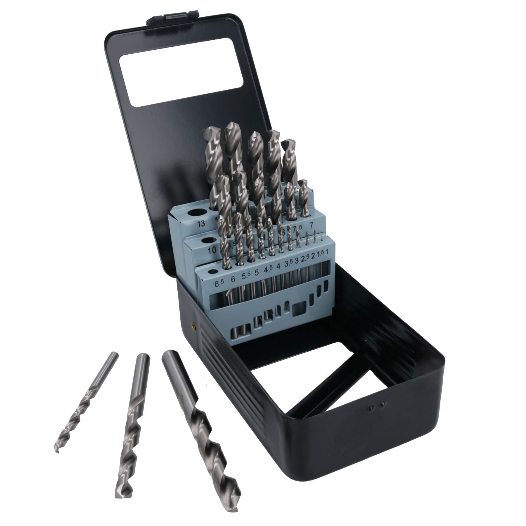 Set di 25 punte da trapano metriche HSS-G per metallo, plastica, rame, 1 mm - 13 mm