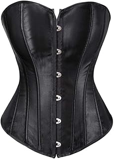 Kelvry Women\'s Plus Size Gothic Lingerie Satin Lace up Boned Overbust Corsets Shapewear Outfit