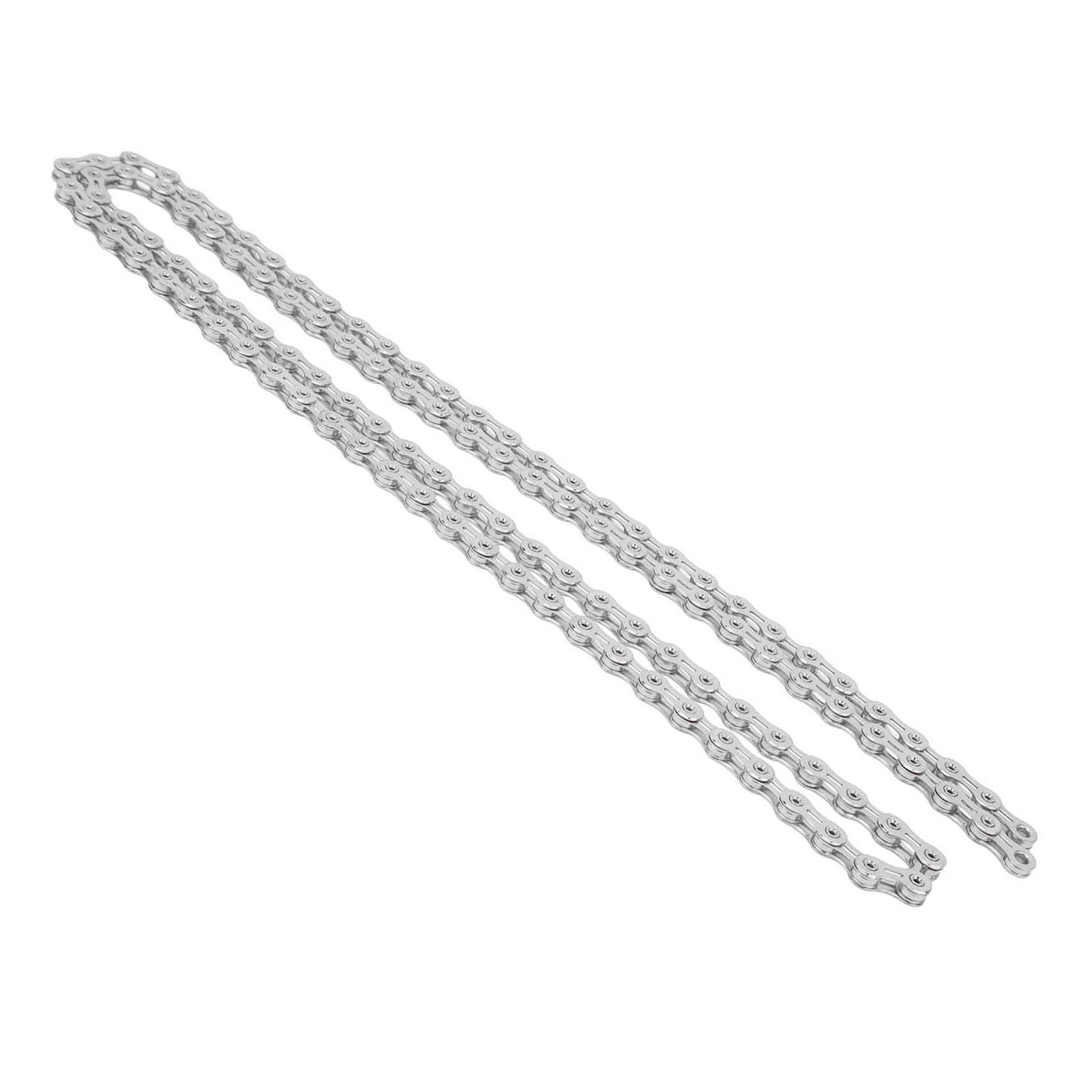 Cadena de bicicleta de acero de aleación hueca profesional para bicicleta de carretera de montaña de 11 velocidades (Silver)