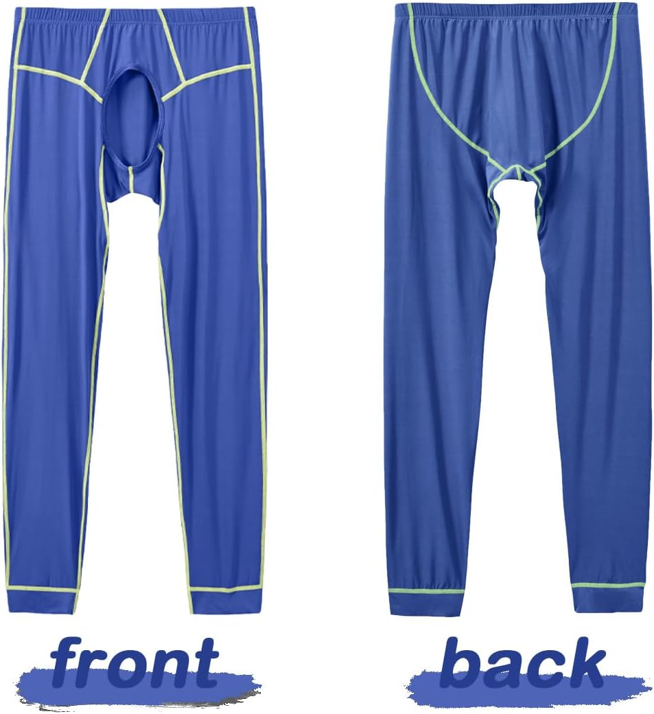 JINSHI Men Thermal Underwear Bottoms Open Front Male Tights Long Johns Compression Pants Base Layer Cold Weather - Image 3