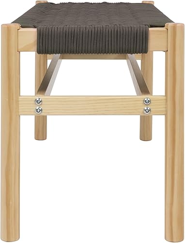 Miniatura 6 de Main + Mesa Fernway - Banco de entrada de madera maciza y cuerda tejida, color verde musgo