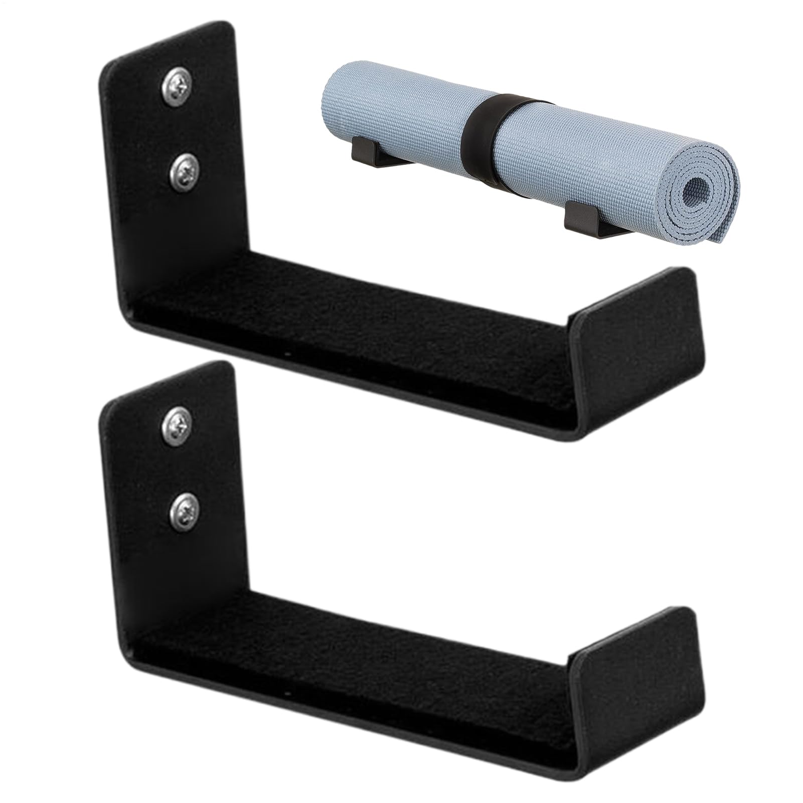 Esterilla de yoga soporte de pared y organizador de aluminio de 2 piezas para bandas de resistencia