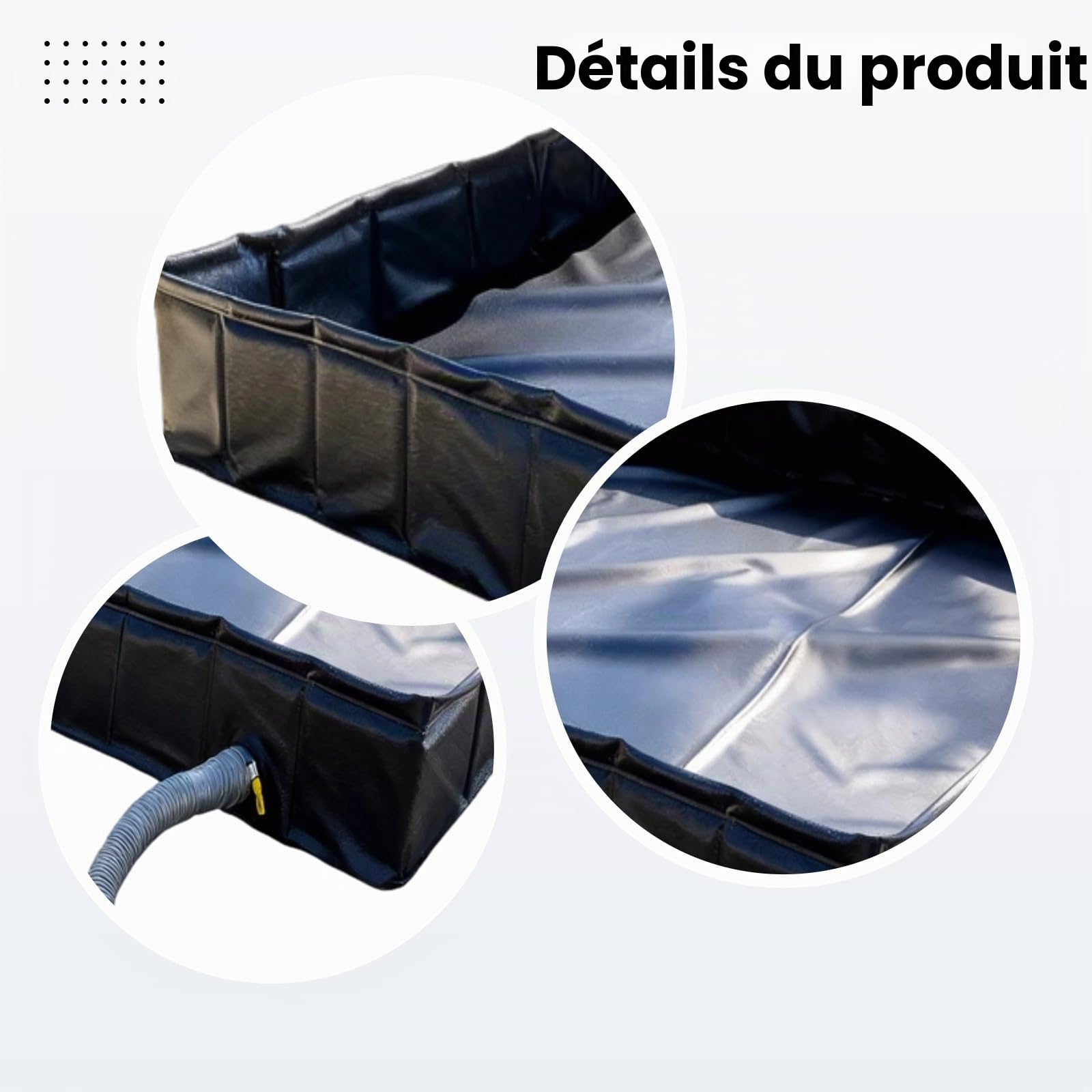 Piscine d'eau carrée pliable, base de douche de 80 cm, bac de douche de camping, collecteur d'eau de tente extérieure, tuyau de vidange amovible inclus