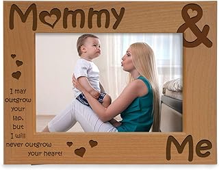 KATE POSH - Mommy & Me Engraved Natural Wood Picture Frame - Mother's Day Gifts, I Love Mommy Photo Frame, Christmas Gifts, New Baby Gifts, Nursery Picture Frame, New Mom Gifts (4x6-Horizontal)