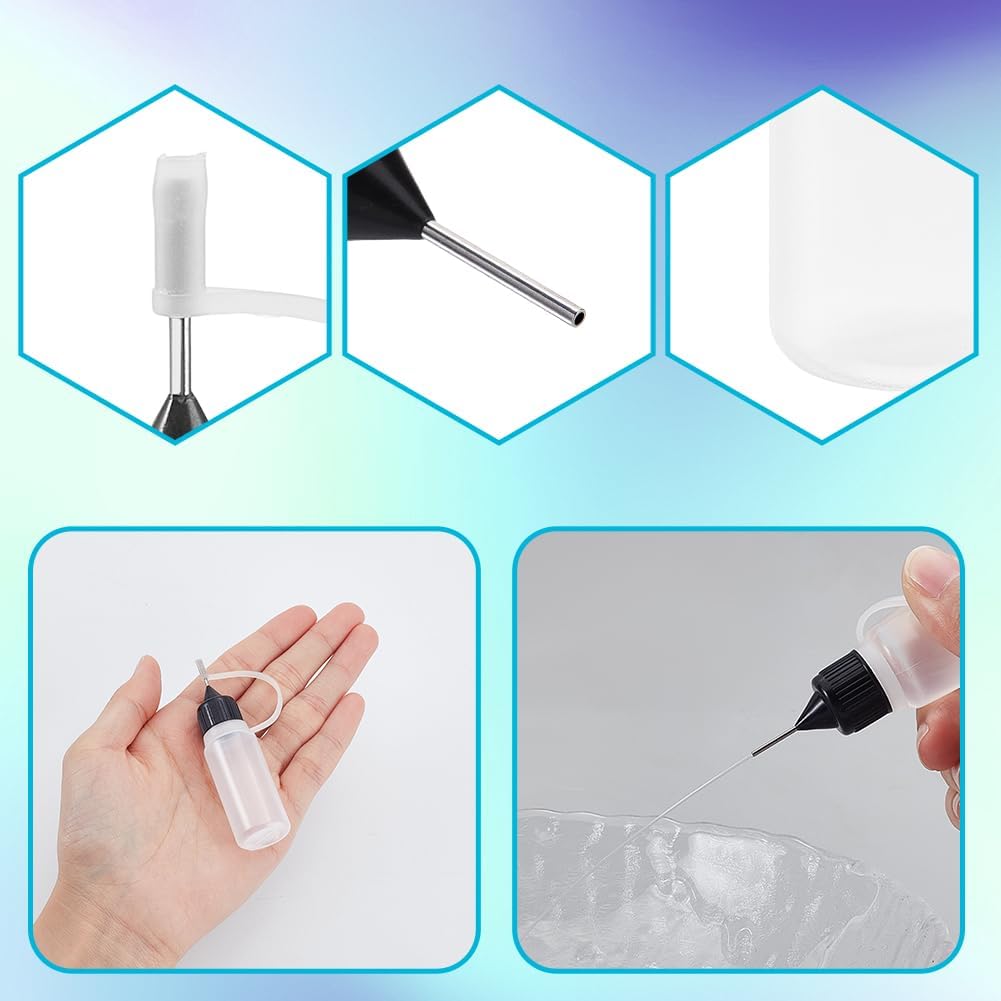 AHANDMAKER 100pcs Mini Needles Precision Tip Applicator 10 Ml/0. 34 oz Glue Tip Applicator Bottles Needle Squeeze Bottle Plastic Liquid Glue Bottle for DIY Paper Quilling Craft Acrylic Painting