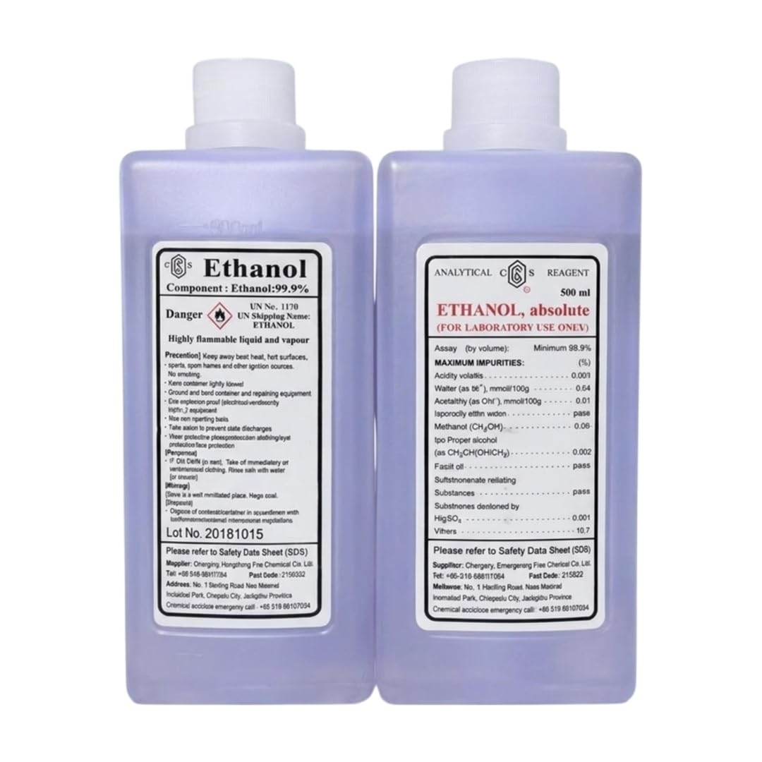 Absolute Ethanol, 99.9% Purity, Analytical Reagent Grade, for Laboratory Use, 500ml-image-48