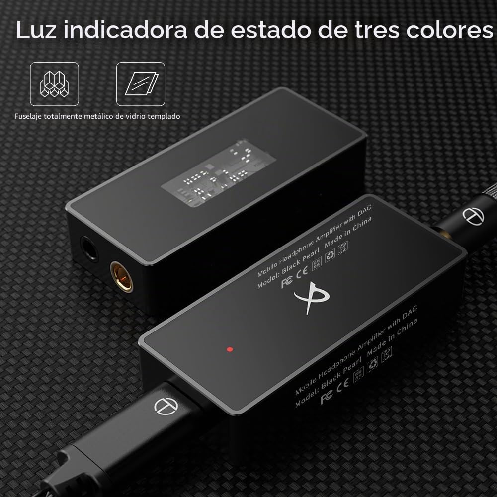 LEAUDIO TRN Black Pearl Decodificador de Audio Digital Hi-Fi Portátil, Salida Dual 3.5+4.4, CS43131 PCM, 384kHz 32Bit, DSD256, DAC, Amplificador de Auriculares
