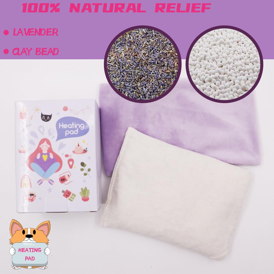 Paquete de calefacción para aliviar el dolor, almohadilla térmica para microondas, terapia caliente natural para dolor muscular, articulaciones, abdominales, cuello y hombros, llena la esfera de