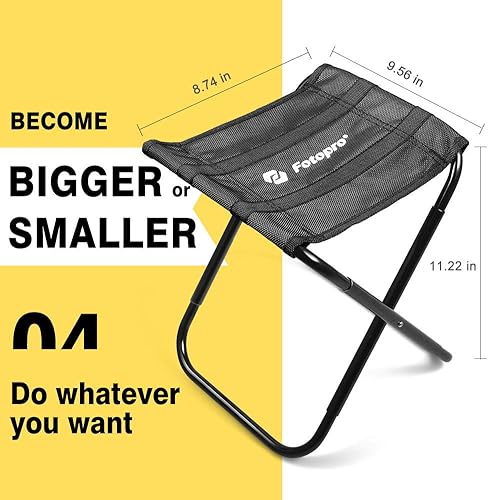 Miniatura 5 de Fotopro Silla plegable, mini taburete plegable para camping, pesca, viajes, picnic, senderismo, silla ligera y resistente con tela Oxford 410D,